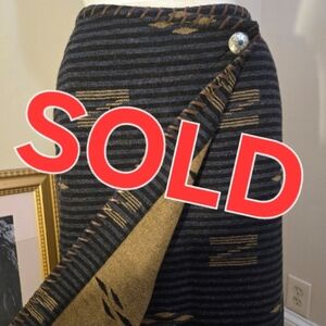 SOLD: Ralph Lauren Petite Wool Skirt in Black and Blue